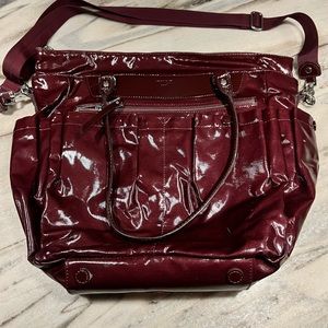 MZ Wallace Mayfair Bedford XL patent leather shoulder bag gently used burgundy